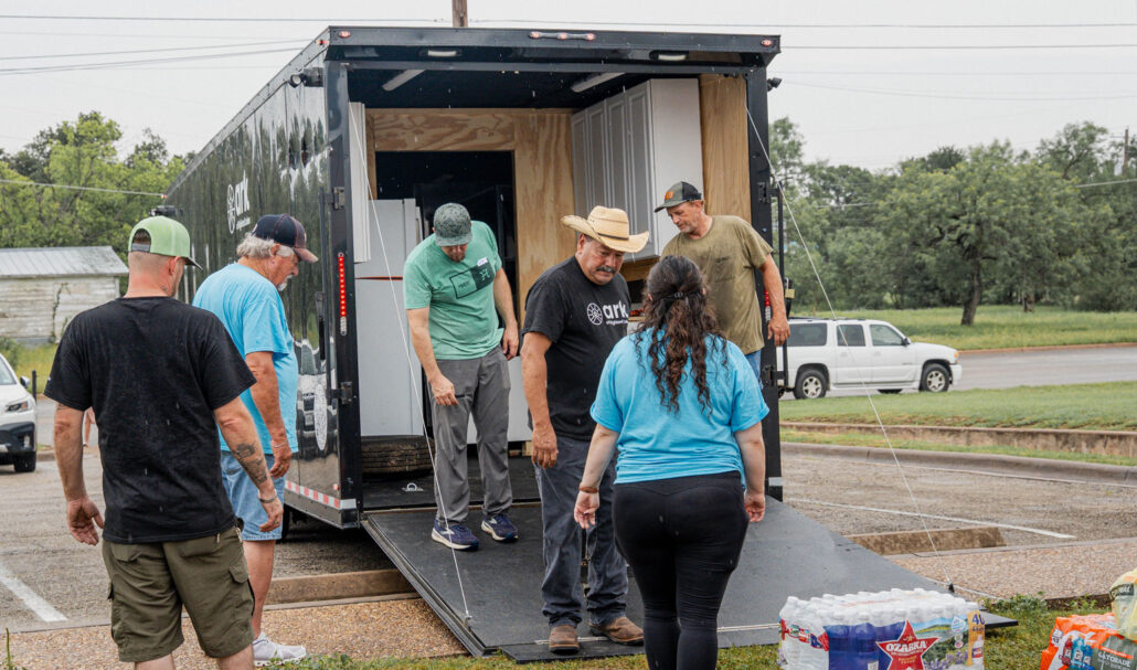 Loading A.N.D.Y. Trailer - Ark of Highland Lakes - Ark of Highland Lakes Loading A.N.D.Y. Trailer with materials for Flood relief - Ark of Highland Lakes