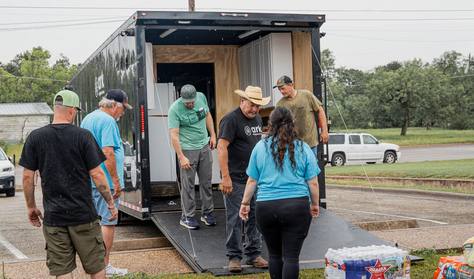 Loading A.N.D.Y. Trailer with materials for Flood relief - Ark of Highland Lakes