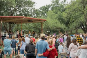 Ark of Highland Lakes Good Friday service 2025 crowd standing and listening to worship service