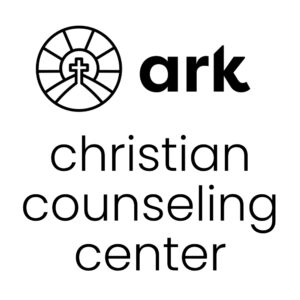 Logo for Ark Christian Counseling Center: circular emblem with a cross and radiating lines, next to the word 'ark' and the phrases 'christian counseling center'.